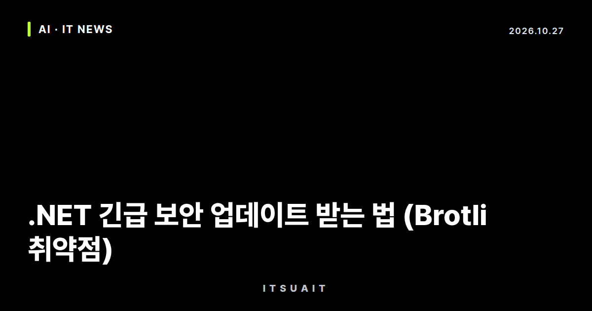 .NET 긴급 보안 업데이트 받는 법 (Brotli 취약점)